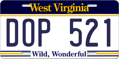 WV license plate DOP521