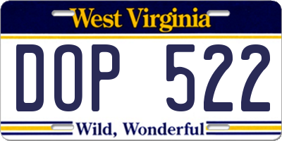 WV license plate DOP522
