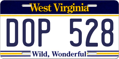 WV license plate DOP528