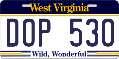 WV license plate DOP530