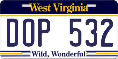 WV license plate DOP532