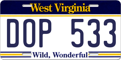 WV license plate DOP533