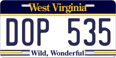WV license plate DOP535