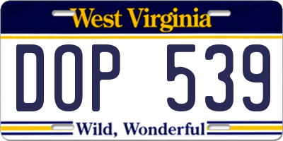 WV license plate DOP539