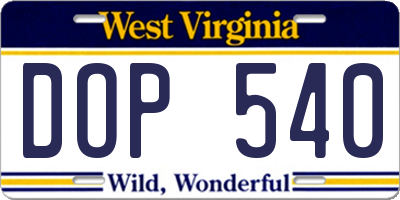 WV license plate DOP540
