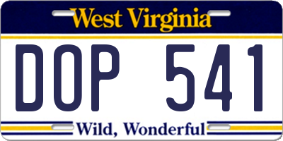 WV license plate DOP541