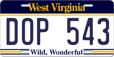 WV license plate DOP543