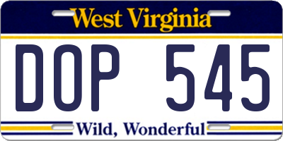 WV license plate DOP545