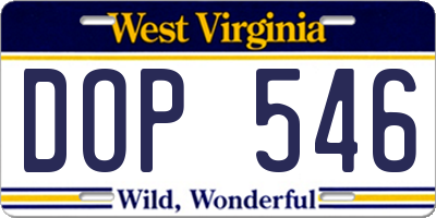 WV license plate DOP546