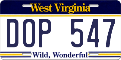 WV license plate DOP547