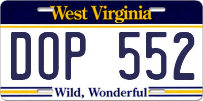 WV license plate DOP552