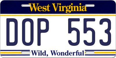 WV license plate DOP553