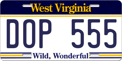WV license plate DOP555