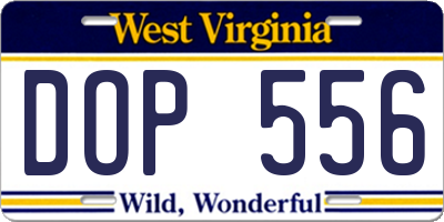 WV license plate DOP556