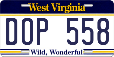 WV license plate DOP558