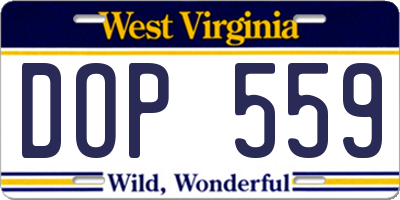 WV license plate DOP559