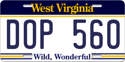 WV license plate DOP560
