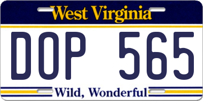 WV license plate DOP565