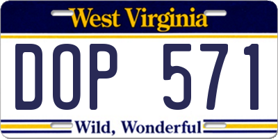 WV license plate DOP571