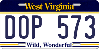 WV license plate DOP573