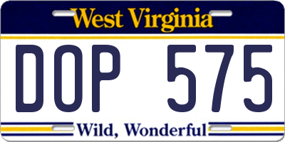 WV license plate DOP575