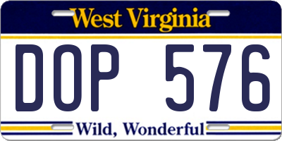 WV license plate DOP576