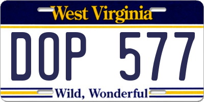 WV license plate DOP577