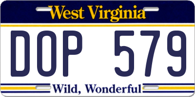 WV license plate DOP579