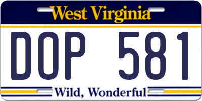 WV license plate DOP581