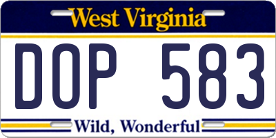 WV license plate DOP583