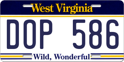 WV license plate DOP586
