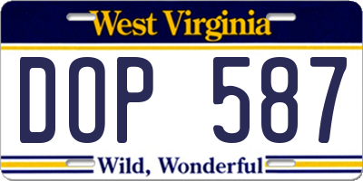 WV license plate DOP587