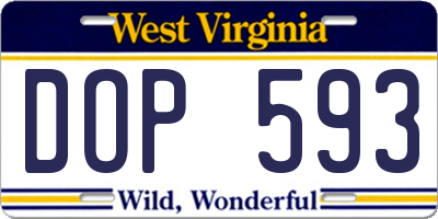 WV license plate DOP593