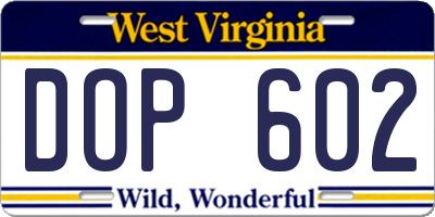 WV license plate DOP602