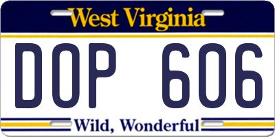 WV license plate DOP606