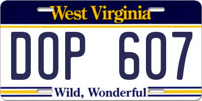 WV license plate DOP607