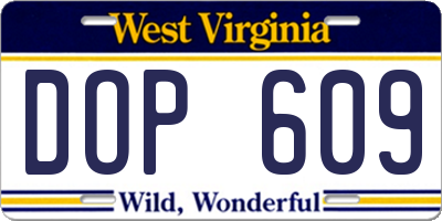 WV license plate DOP609