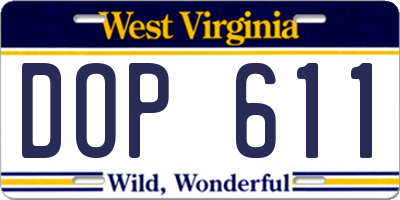 WV license plate DOP611