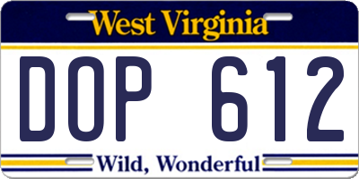 WV license plate DOP612