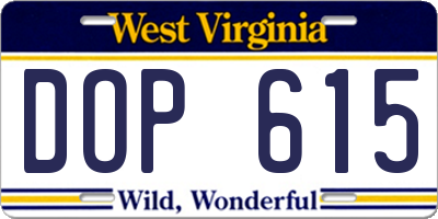 WV license plate DOP615