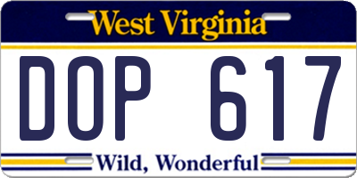 WV license plate DOP617