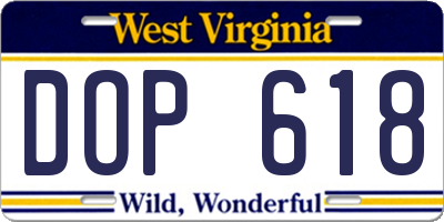 WV license plate DOP618