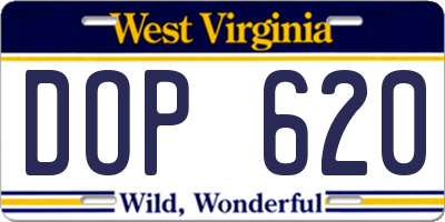 WV license plate DOP620