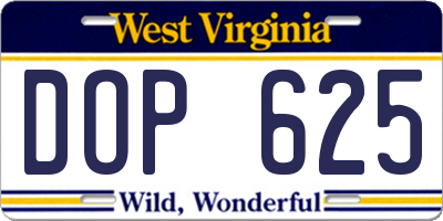 WV license plate DOP625