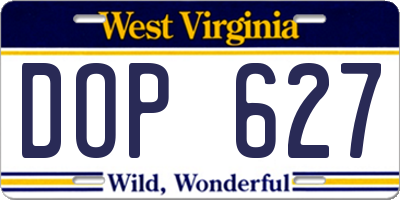 WV license plate DOP627