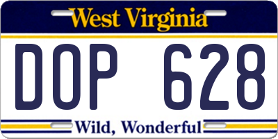 WV license plate DOP628