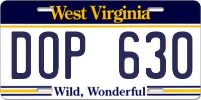 WV license plate DOP630