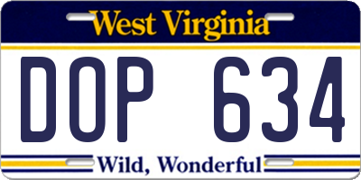 WV license plate DOP634
