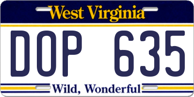WV license plate DOP635