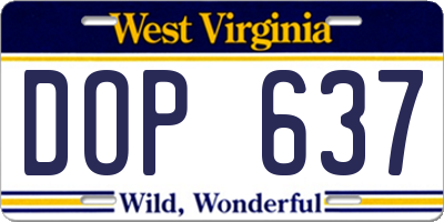 WV license plate DOP637